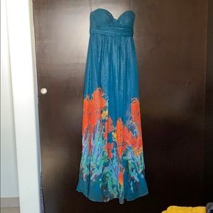 Aqua evening strapless formal dress